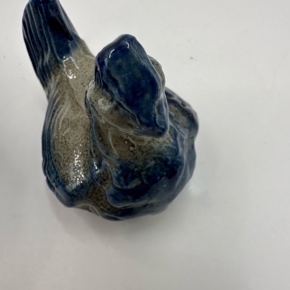 SOLD Beaumont Brothers Pottery BBP Salt Glazed Rooster & Chicken Gray Blue 4"&2” - Picture 4 of 6